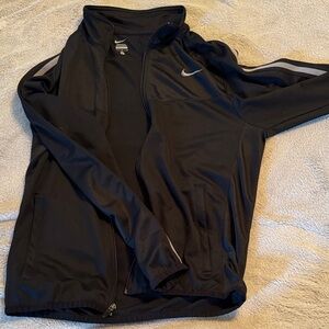 Nike Black Track Jacket with Silver Stripes